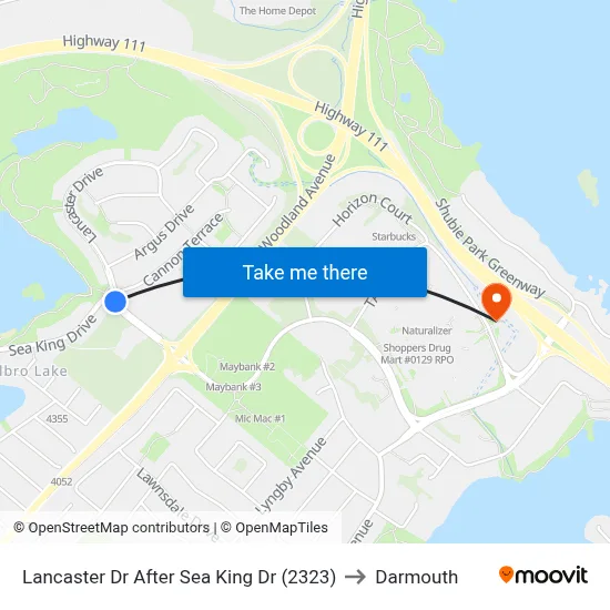 Lancaster Dr After Sea King Dr (2323) to Darmouth map