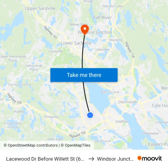 Lacewood Dr Before Willett St (6660) to Windsor Junction map