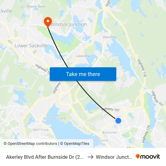 Akerley Blvd After Burnside Dr (2360) to Windsor Junction map