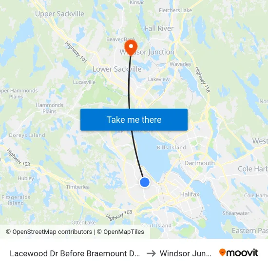 Lacewood Dr Before Braemount Dr (2361) to Windsor Junction map
