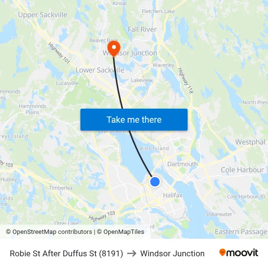 Robie St After Duffus St (8191) to Windsor Junction map