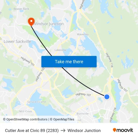 Cutler Ave at Civic 89 (2283) to Windsor Junction map