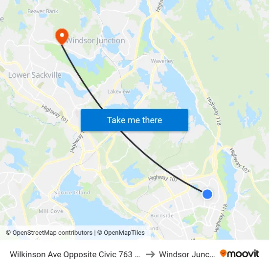 Wilkinson Ave Opposite Civic 763 (2285) to Windsor Junction map