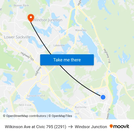 Wilkinson Ave at Civic 795 (2291) to Windsor Junction map