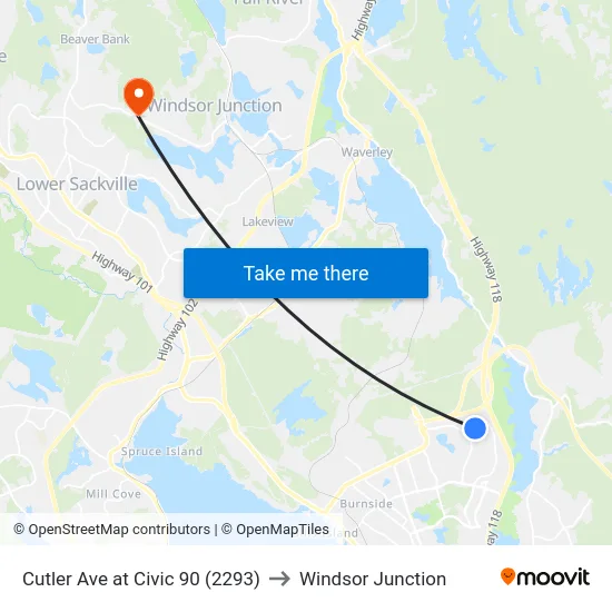 Cutler Ave at Civic 90 (2293) to Windsor Junction map