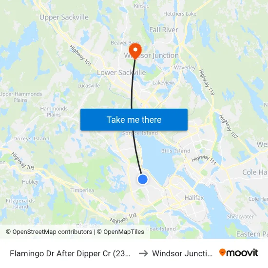Flamingo Dr After Dipper Cr (2302) to Windsor Junction map