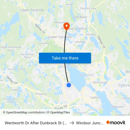 Wentworth Dr After Dunbrack St (2001) to Windsor Junction map