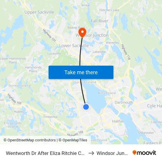 Wentworth Dr After Eliza Ritchie Cr (2003) to Windsor Junction map