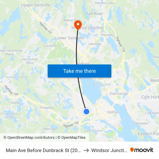 Main Ave Before Dunbrack St (2009) to Windsor Junction map