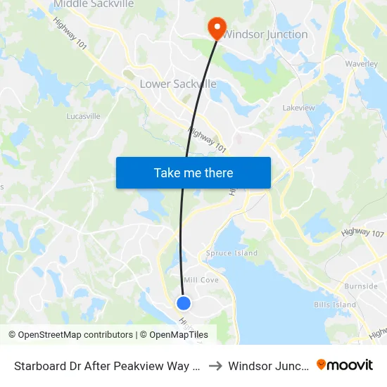 Starboard Dr After Peakview Way (2033) to Windsor Junction map
