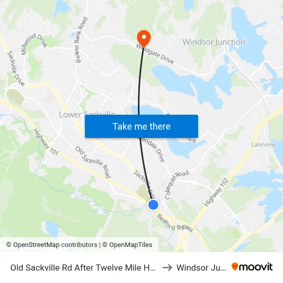 Old Sackville Rd After Twelve Mile House Ln (2036) to Windsor Junction map