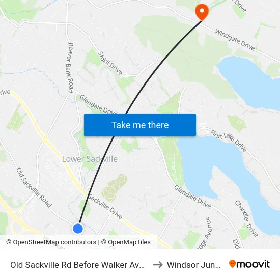 Old Sackville Rd Before Walker Ave (2043) to Windsor Junction map