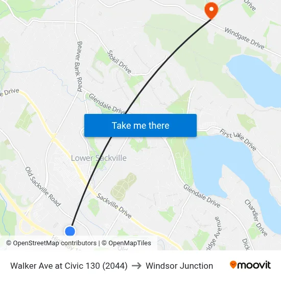 Walker Ave at Civic 130 (2044) to Windsor Junction map