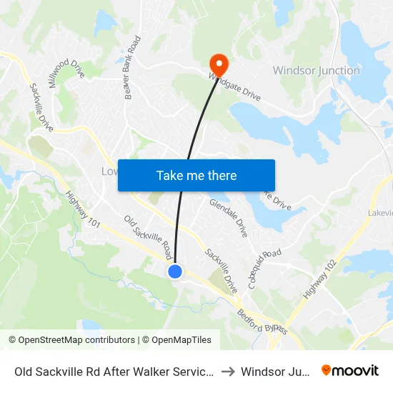 Old Sackville Rd After Walker Service Rd (2050) to Windsor Junction map