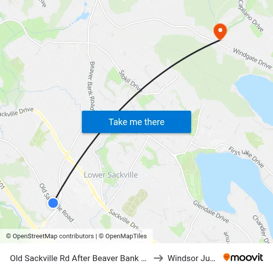 Old Sackville Rd After Beaver Bank Conn (2054) to Windsor Junction map