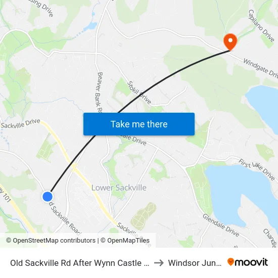 Old Sackville Rd After Wynn Castle Dr (2055) to Windsor Junction map