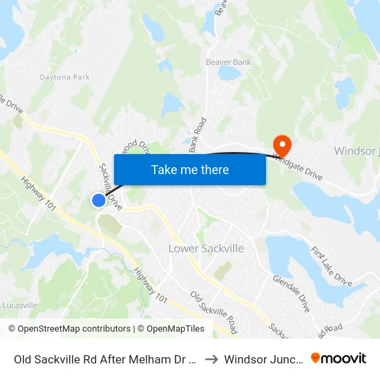 Old Sackville Rd After Melham Dr (2075) to Windsor Junction map