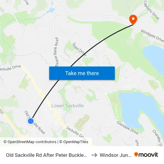 Old Sackville Rd After Peter Buckley Dr (2081) to Windsor Junction map