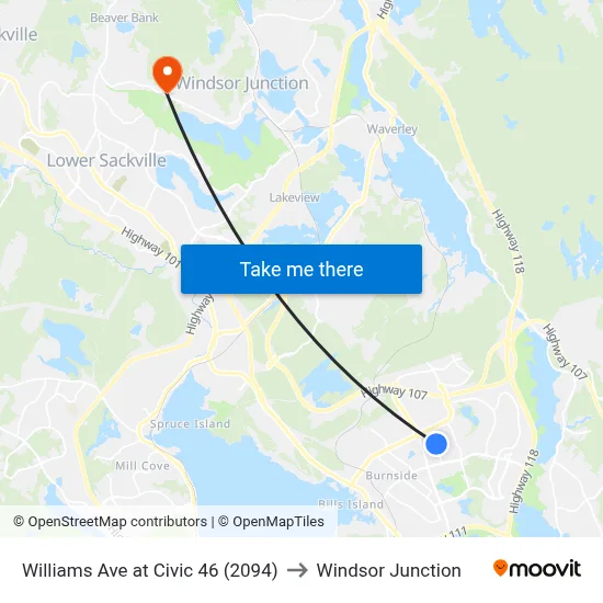 Williams Ave at Civic 46 (2094) to Windsor Junction map