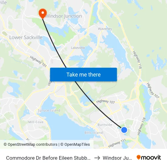 Commodore Dr Before Eileen Stubbs Ave (2101) to Windsor Junction map