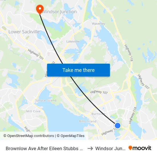 Brownlow Ave After Eileen Stubbs Ave (2104) to Windsor Junction map