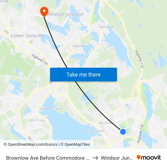 Brownlow Ave Before Commodore Dr (2106) to Windsor Junction map