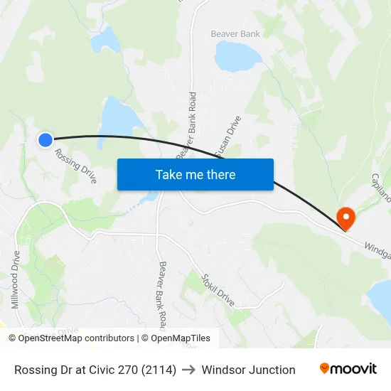 Rossing Dr at Civic 270 (2114) to Windsor Junction map