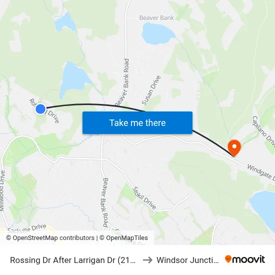 Rossing Dr After Larrigan Dr (2115) to Windsor Junction map