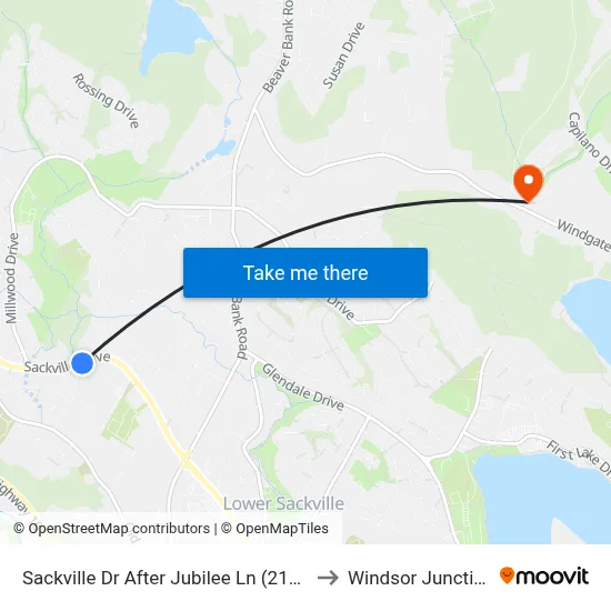 Sackville Dr After Jubilee Ln (2121) to Windsor Junction map
