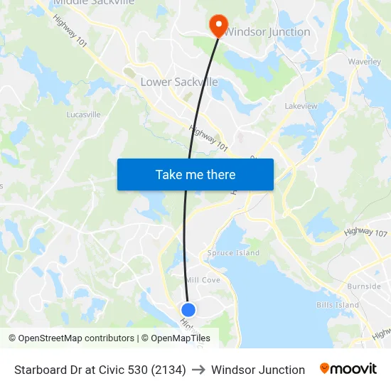 Starboard Dr at Civic 530 (2134) to Windsor Junction map