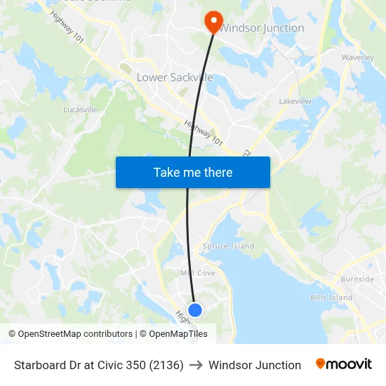 Starboard Dr at Civic 350 (2136) to Windsor Junction map