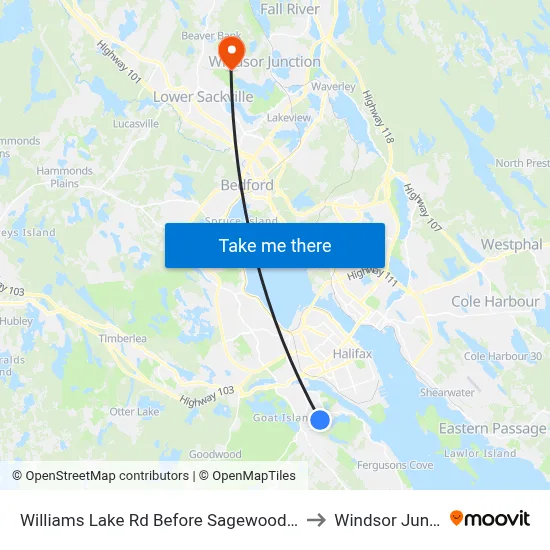 Williams Lake Rd Before Sagewood Ln (2158) to Windsor Junction map
