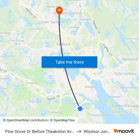Pine Grove Dr Before Theakston Ave (2161) to Windsor Junction map