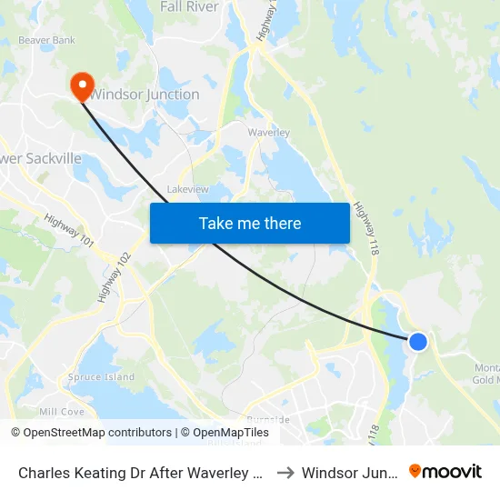 Charles Keating Dr After Waverley Rd (2203) to Windsor Junction map