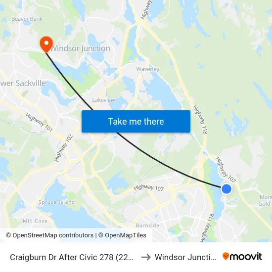 Craigburn Dr After Civic 278 (2217) to Windsor Junction map