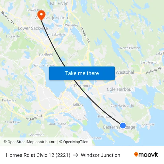 Hornes Rd at Civic 12 (2221) to Windsor Junction map