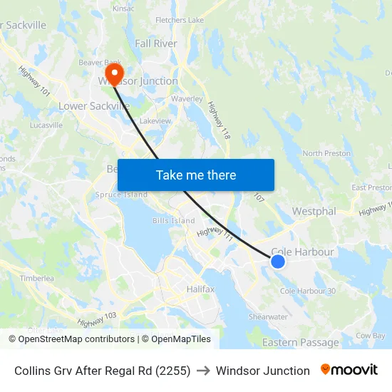 Collins Grv After Regal Rd (2255) to Windsor Junction map