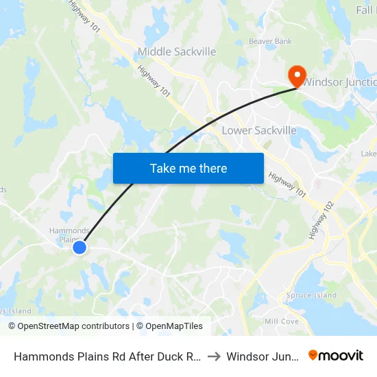 Hammonds Plains Rd After Duck Rd (2277) to Windsor Junction map
