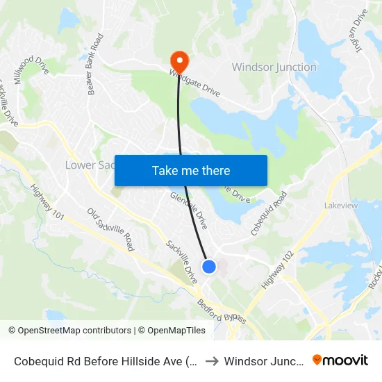 Cobequid Rd Before Hillside Ave (2352) to Windsor Junction map