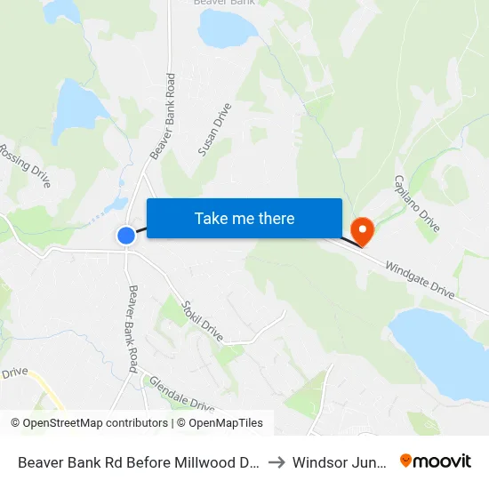 Beaver Bank Rd Before Millwood Dr (8757) to Windsor Junction map