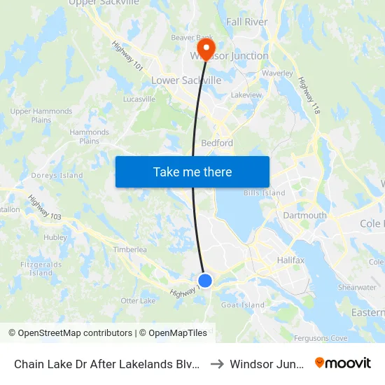 Chain Lake Dr After Lakelands Blvd (6375) to Windsor Junction map