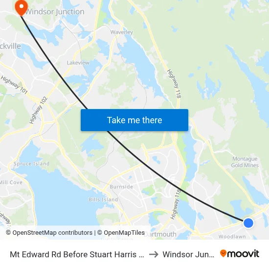 Mt Edward Rd Before Stuart Harris Dr (7265) to Windsor Junction map