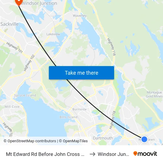 Mt Edward Rd Before John Cross Dr (7261) to Windsor Junction map
