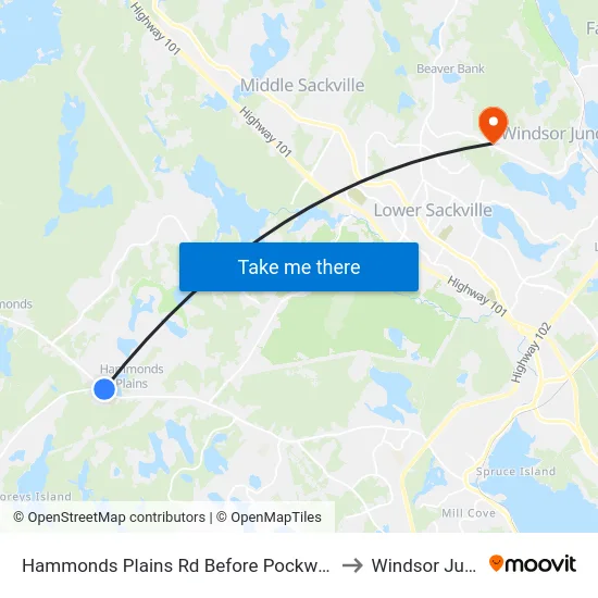 Hammonds Plains Rd Before Pockwock Rd (6806) to Windsor Junction map