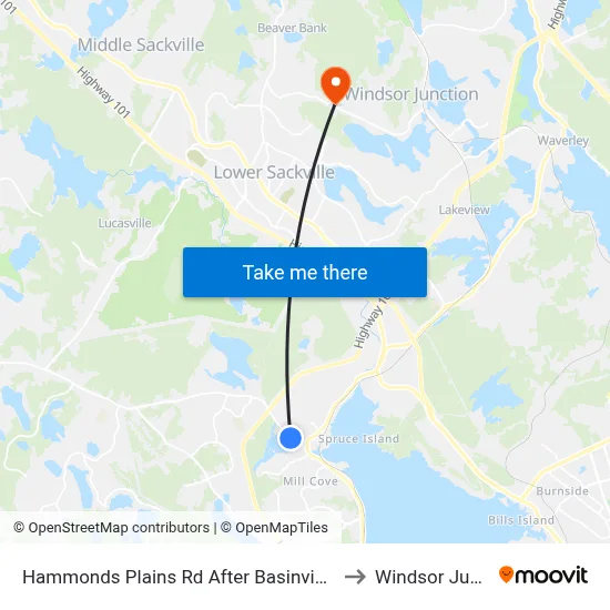 Hammonds Plains Rd After Basinview Dr (6804) to Windsor Junction map