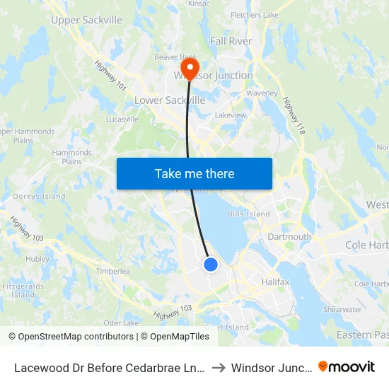Lacewood Dr Before Cedarbrae Ln (7076) to Windsor Junction map
