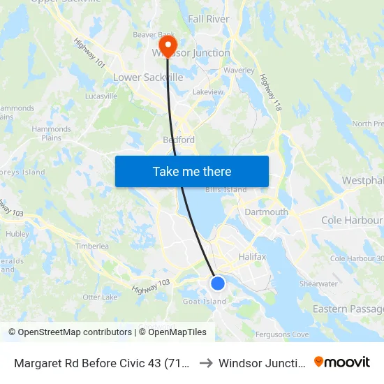 Margaret Rd Before Civic 43 (7183) to Windsor Junction map