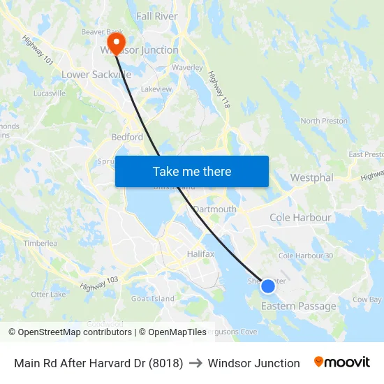 Main Rd After Harvard Dr (8018) to Windsor Junction map
