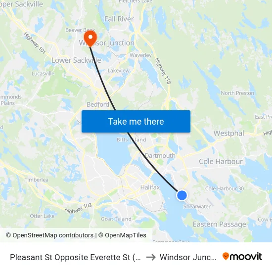 Pleasant St Opposite Everette St (8011) to Windsor Junction map