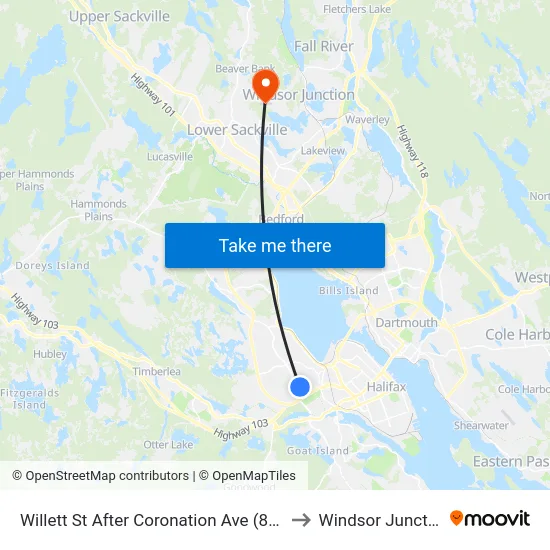 Willett St After Coronation Ave (8490) to Windsor Junction map